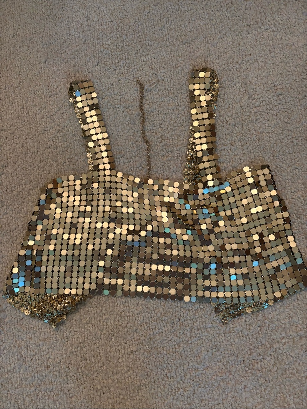 Fun Gold color metal Crop Tank Top - Sparkle Evening Crop